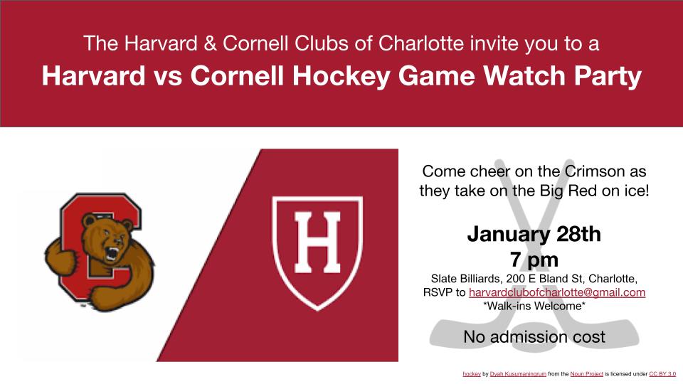 Harvard vs Cornell Hockey Watch Party Invitation